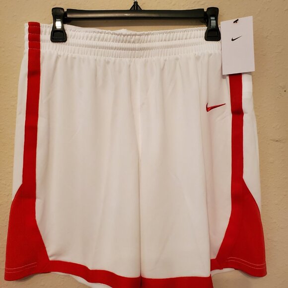 Nike Women's One Dri-Fit Mid-Rise Shorts Color Red and White Size L. - Picture 6 of 7